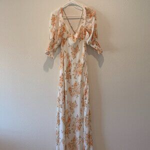White/yellow floral maxi dress (NWT)